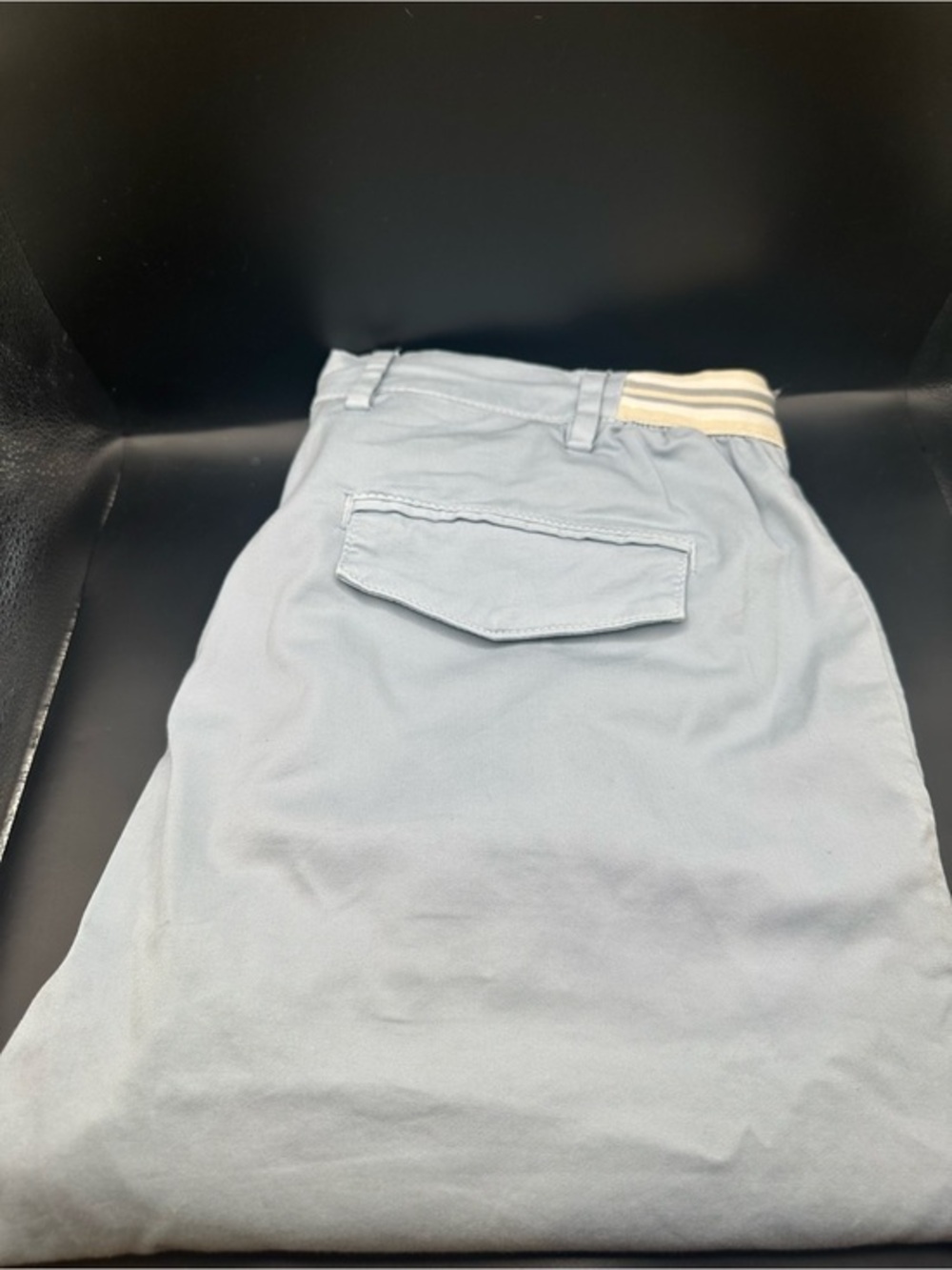 Eleventy Light Blue Chino Pants with Cream Stripe Waistband US34